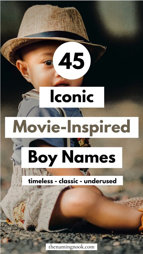 Searching for cool baby boy name? Check out our list of 45 movie-inspired names for boys. Our boy name list features unique boy names, classic boy names, and timeless baby boy names inspired by nature. Tap for the full list of boy name aesthetic, cool boy names, and unusual baby names. Boy Name Ideas Unique List, Iconic Male Characters, Male Names And Meanings, Greek Boy Names, Short Baby Boy Names, Greek Names For Boys, Biblical Boy Names, Boy Name List, Handsome Boy Names