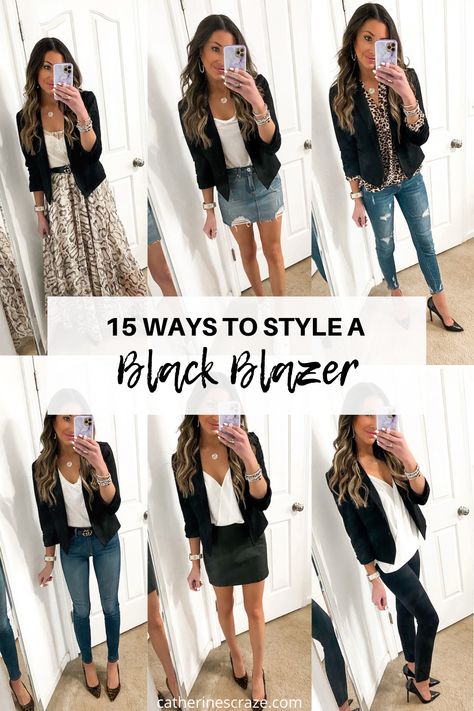 Cute Blazer And Jeans Outfits, Casual Summer Blazer Outfits, Dressy Black Blazer Outfit, Looks With Blazers For Women, Trendy Blazer Outfits Casual, Style A Blazer Casual, Styling Black Blazer Casual, Casual Outfits With A Blazer, How To Style Long Blazer Work Outfits