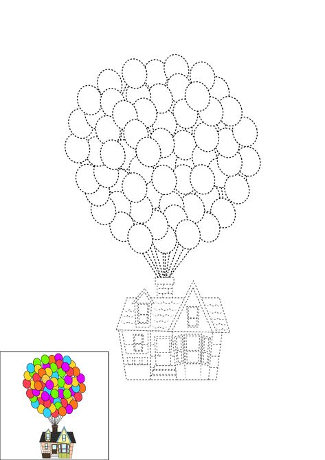 How to Draw The House From Up Step by Step How To Draw The Up House, Up House Drawing Easy, Up House Drawing, Quilling House, Simple House Drawing, House Outline, Balloon House, Embroidery Canvas, Magical House