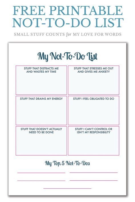 A What NOT to do List Not To Do List, Small Stuff, Therapy Worksheets, Group Therapy, Burn Out, School Counseling, Therapy Activities, Coping Skills, Social Emotional