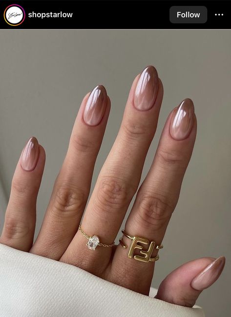 Gradient Chrome Nails, Almond Acrylic Nails Designs, Statement Nail, Pink Gel Nails, Short Gel Nails, Formal Nails, Fall Gel Nails, Classic Nails, Pretty Gel Nails