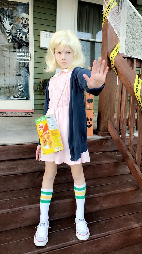 Kids Eleven Costume, Diy Eleven Costume Stranger Things, Eleven Stranger Things Halloween Costume, 11 Costume Stranger Things, Eleven Stranger Things Costume Diy, 11 Stranger Things Costume, Diy Eleven Costume, Stranger Things Costume Eleven, Eleven Stranger Things Outfit