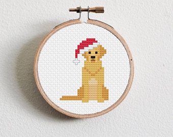 Golden Retriever Cross Stitch Pattern, Christmas Dog Cross Stitch, Corgi Cross Stitch, Golden Retriever Cross, Corgi Cross, Pug Cross, Corgi Christmas, Cat Cross Stitch Pattern, Mini Cross Stitch