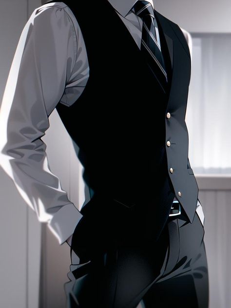 Guy In A Suit Anime, Male Bartender Outfit, Suit Guy Drawing, How To Draw A Tuxedo, Suit Man Drawing, Anime Guys In Suit, Anime Suit Guy, Guys In A Suit, Handsome Anime Men In Suits