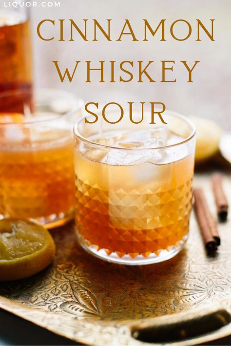 Cinnamon Maple Whiskey Sour, Maple Whiskey Sour, Nice Drinks, Whiskey Sour Recipe, Maple Whiskey, Peach Whiskey, Cinnamon Whiskey, Whiskey Recipes, Spicy Cocktail