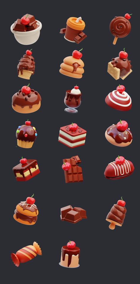 3D Icon World Chocolate Day Blender 3d Art Food, Blender Objects, Blender 3d Art, Happy World Chocolate Day, World Chocolate Day, Food 3d, Blender Food, 3d Chocolate, 3d Things