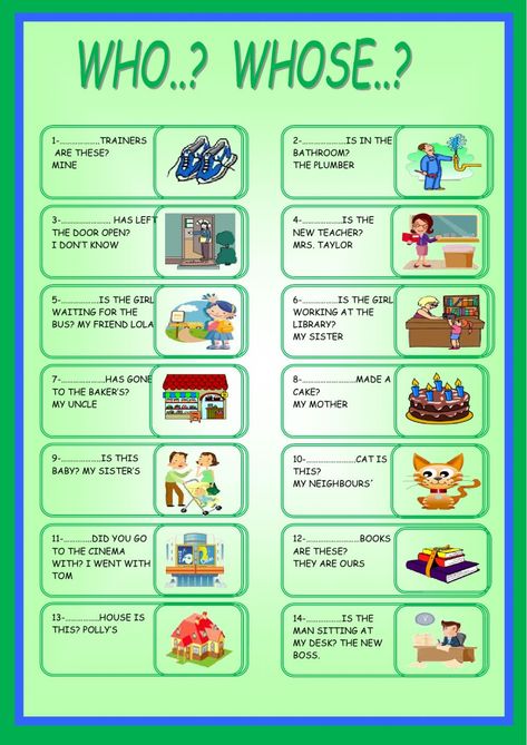 Whose Is It Worksheet, Whose Worksheet, Relative Clauses, Wh Questions, Group 1, English As A Second Language (esl), English As A Second Language, English Food, New Teachers