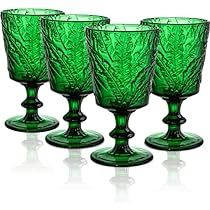 Palm Pattern, Palm Leaf Design, Vintage Tropical, Embossed Pattern, Bar Glassware, Rain Forest, Vintage Wine, Stemless Wine Glasses, Green Rooms