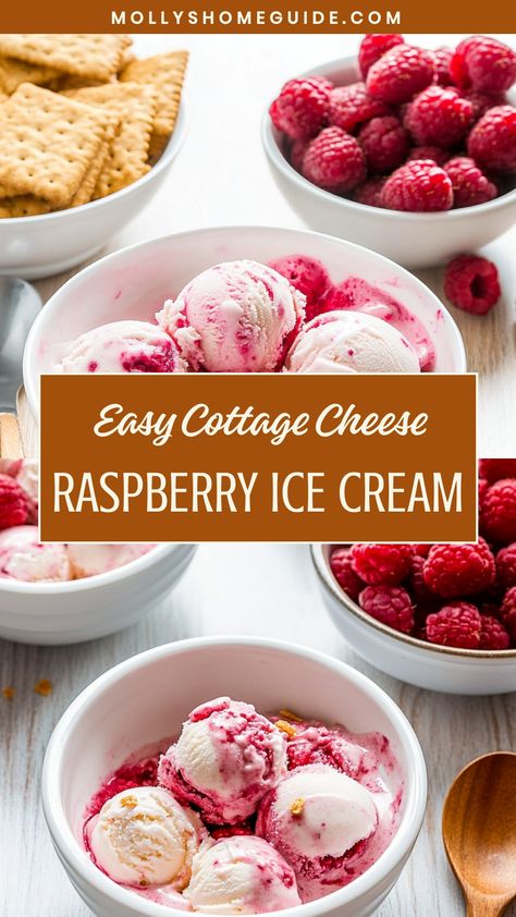 Indulge in the creamiest dessert with this homemade cottage cheese raspberry ice cream recipe. The combination of tangy cottage cheese and sweet raspberries creates a perfect balance of flavors in every scoop. Treat yourself to a refreshing and satisfying treat that is not only delicious but also packed with protein from the cottage cheese. This easy-to-make dessert is ideal for hot summer days or any time you're craving a sweet treat with a twist.

Ingredients
2 cups cottage cheese
2-3 tablespo Cheese Dessert Recipes, Cottage Cheese Dessert, Raspberry Ice Cream Recipe, Cottage Cheese Dessert Recipes, Low Calorie Pancakes, Cottage Cheese Ice Cream, Homemade Cottage Cheese, Raspberry Ice Cream, Cottage Cheese Pancakes