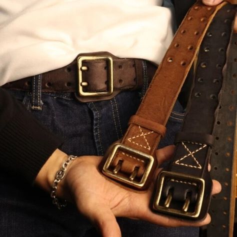 Just found this amazing item on AliExpress. Check it out! AU$43.62 70％ Off | Original Handmade Double-needle Buckle Men's Belt Washed Water Made Old Macho Jeans Belt Genuine Leather y2k Army Tactical Belt Ferragamo Belt Men, Ariat Belts, Military Belt, Mens Designer Belts, Leather Belt Buckle, Vintage Leather Belts, Jeans Belt, Handmade Belts, Tactical Belt