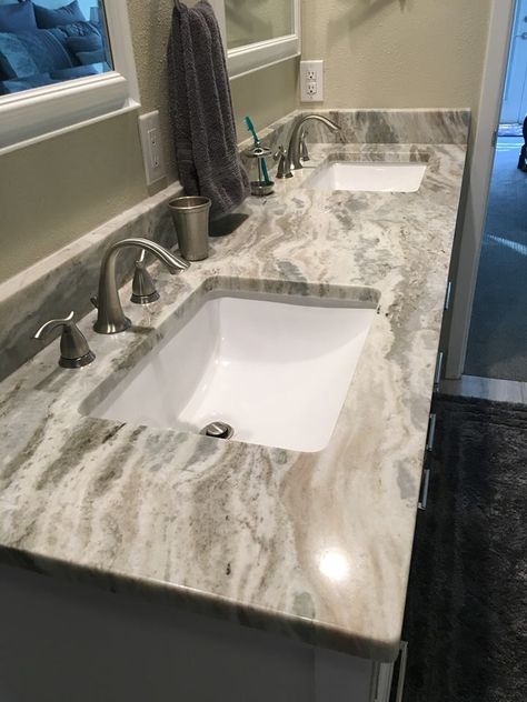 Gallery: Our Work - Bath — Blue Label Granite Countertops Austin Engineered Quartz, Ladies Room, Faucet Bathroom, Quartz Slab, Blue Label, House Materials, Granite Countertops, Bathroom Faucets, Bathroom Remodel