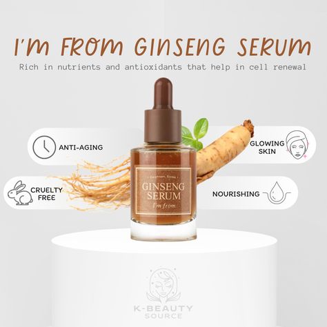 I’M FROM Ginseng Serum Ginseng Serum, Hands Of Time, Panax Ginseng, Red Ginseng, Licorice Root Extract, Licorice Root, Improve Skin Elasticity, Anti Aging Skin Products, K Beauty