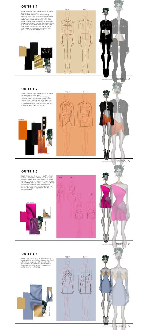 Research Board Fashion Portfolio Layout, Fit Portfolio Mix And Match, Digital Fashion Sketchbook, Fashion Project Layout, Fashion Sketches Portfolio, Collection Board Fashion Illustration, Fashion Styling Portfolio Ideas, Look Books Fashion Layout, Fashion Portfolio Illustration