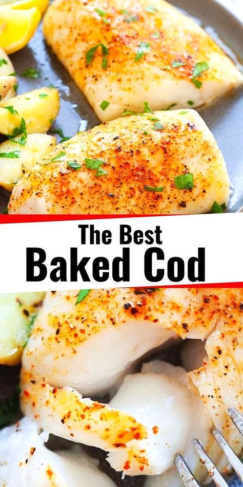 Baked Cod Fish Recipes, Cod Recipes Baked, Cod Recipes Oven, Easy Baked Cod, Best Cod Recipes, Cod Fish Recipes Baked, Baked Cod Fillets, Cod Fillet Recipes, Baked Cod Recipes