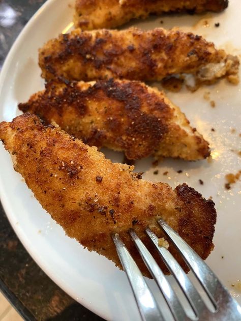 Perfectly cooked and full of flavor, these Pan Fried Breaded Chicken Tenders are an easy lunch or dinner you'll love! They are crispy, delicious, and cook up in just minutes in a skillet. Lightly Breaded Chicken Tenders, Pan Fried Breaded Chicken, Fried Breaded Chicken Breast, Panko Chicken Tenders, Pan Fried Chicken Tenders, Pan Fried Bread, Fried Breaded Chicken, Panko Breaded Chicken, Bread Crumb Chicken