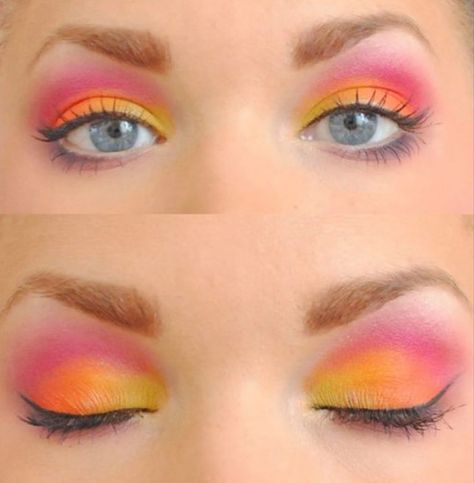 Hawaiian Makeup, Hawaii Makeup, Musical Makeup, Orange Eyeshadow Looks, Carnaval Make-up, Rosa Make-up, Fierce Makeup, Orange Eye Makeup, Yellow Eye Makeup