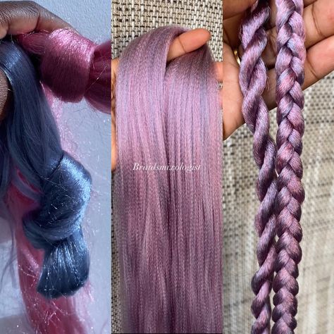 #braidinghair #kanekalon #blendedhair #braids #braidideas Best Braids Colour Combo, Blended Braids, Color Combos For Braids, Braids With Extensions Color Tutorial, Mixing Braiding Hair Colors Pink, Pink Braiding Hair Blend, Pink And Blue Hair Extensions, Braids Colors, Hair Blending