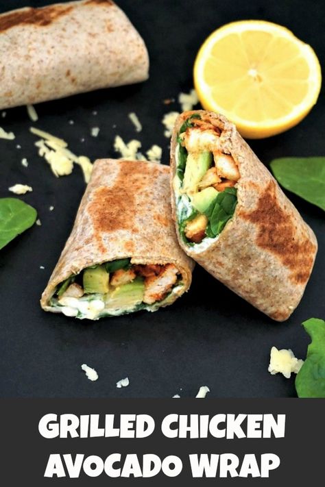 Grilled chicken avocado wrap with spinach makes a quick easy chicken recipe that is healthy, nutritious and delicious; especially when time is short and preparing a big meal is not an option. #chickenrecipes #wraps #healthyrecipes #chickendinner #lowcarb #avocado #healthyeating #chickenavocado Grilled Protein, Chicken Avocado Wrap, Grilled Chicken Avocado, Quick Easy Chicken, Chicken Recipes Easy Quick, Healthy Grilled, Easy Chicken Recipe, Avocado Wrap, Spinach Wraps