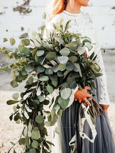 large eucalyptus wedding bouquet Eucalyptus Wedding Decor, Types Of Eucalyptus, Eucalyptus Wedding Bouquet, Wedding Toss, Lush Wedding, Eucalyptus Bouquet, Greenery Bouquet, Eucalyptus Wedding Invitation, Dried Eucalyptus