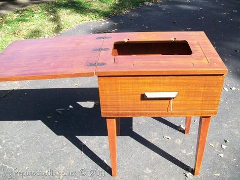 How to update old sewing cabinets Sewing Desk Makeover, Sewing Cabinet Redo, Sewing Cabinet Makeover, Old Sewing Cabinet, Old Sewing Machine Table, Old Sewing Tables, Sewing Table Repurpose, Sewing Machine Table Diy, Sewing Cabinets