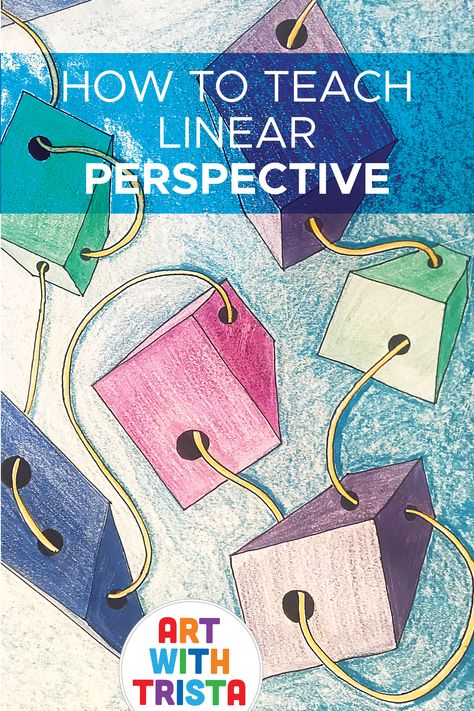 Teaching perspective can be tricky but here’s some quick tips and lesson ideas on how to teach perspective and have your students succeed. Linear Perspective Art, Perspective Drawing Ideas, Teaching Perspective, Perspective Lessons, Drawing Lessons For Kids, Perspective Drawing Lessons, Classroom Art, Perspective Art, Art Education Resources