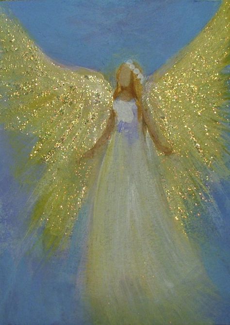 Glittery Painting, Healing Artwork, Painting Spiritual, Watercolor Angel, Spiritual Paintings, Healing Angels, Angel Artwork, The Joy Of Painting, Angel Images