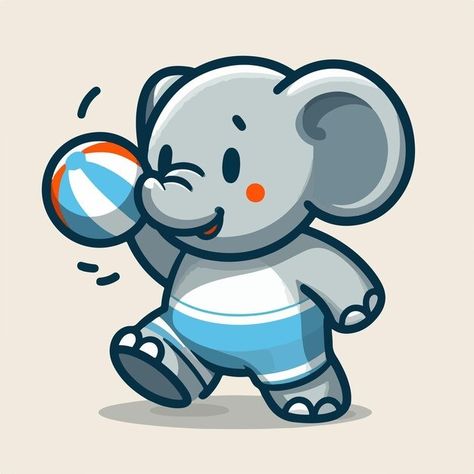 Sabiqul Fahmi | Freepik Elephant Character, Elephant Mascot, Play Ball, Cartoon Style, Cartoon Styles, Premium Vector, Graphic Resources, Elephant