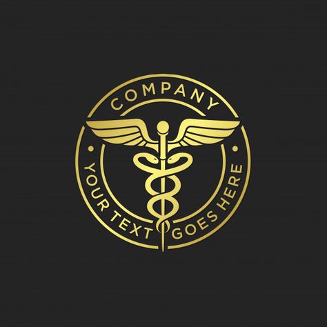 Gold medical caduceus logo template Prem... | Premium Vector #Freepik #vector #logo #gold #icon #template Hermes Staff, Medical Logos Inspiration, Logo Design Infinity, Nurses Week Quotes, Law Firm Logo Design, Doctor Logos, Medicine Logo, Medical Caduceus, Medical Sign