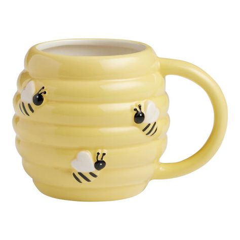 Yellow Beehive Figural Ceramic Mug by World Market Yellow Mug, Rich Mom, Bee Mug, Kitchen World, Yellow Mugs, Clay Faces, Yellow Ceramics, Clay Mugs, Ceramic Candle Holders