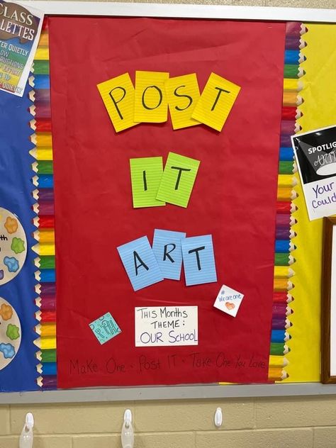 Bulletin Board Ideas For Art Teachers, Art Teacher Bulletin Board Ideas, High School Art Teacher, Art Curriculum Elementary, Teaching Art Elementary, Art Bulletin Boards, Elementary Art Classroom, Art Kits For Kids, Bulletin Boards Classroom Decor