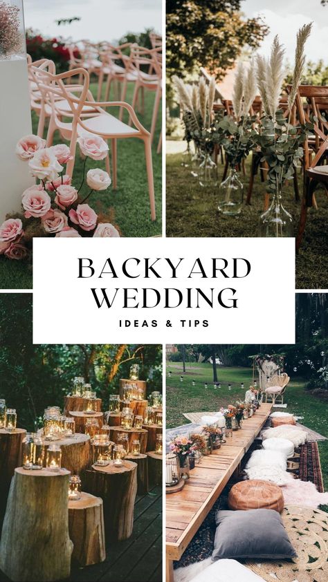 Wedding Backyard Ceremony, Wedding Decor Inspiration Receptions, Backyard Poolside Wedding, Tiny Backyard Wedding Reception, Simple Elegant Backyard Wedding, Fairytale Backyard Wedding, Boho Backyard Wedding Receptions, Small Intimate Wedding Decor, Backyard Reception Decor