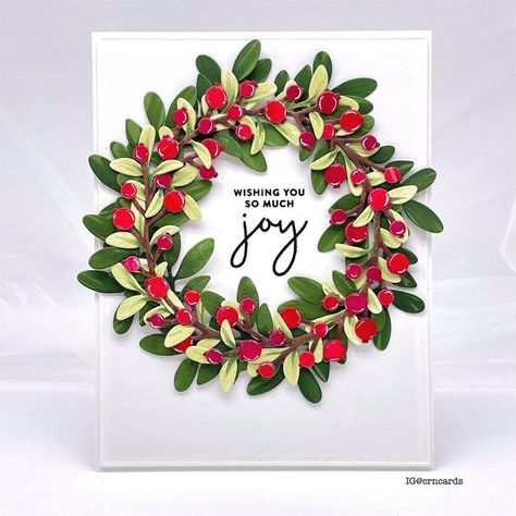 Simon Says Stamp Berry Wreath, Die Cut Christmas Cards, Cardstock Cards, Handmade Christmas Wreaths, Wreath Cards, Stamped Christmas Cards, Homemade Christmas Cards, Christmas Blessings, Stamp Ideas