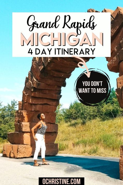 Grand Rapids Michigan 4 Day Itinerary You Don't Want to Miss. What To Do In Grand Rapids For Four Days. There are many vacation themes you can plan for a visit to Grand Rapids, Michigan. Whether it is a Grand Rapids trip for outdoor enthusiasts to experience nature and adventure; a serene wellness getaway; a culture trip filled with museums; or a taste of it all: it is difficult to decide on a set itinerary with so many options! #grandrapids #michigan Michigan Day Trips, Michigan Travel Destinations, Michigan Road Trip, Michigan Summer, Michigan Vacations, Road Trip Places, Midwest Travel, Most Beautiful Places To Visit, Grand Haven