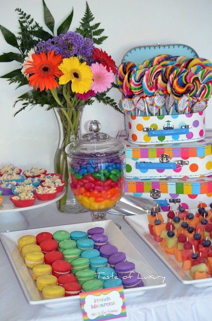 Colourful Party Decorations, Colourful Birthday Decorations, Food Display Ideas, Colour Party, Colourful Party, Rainbow Themed Birthday Party, Bday Decor, Party Display, Candy Land Birthday Party