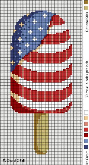 4th Of July Cross Stitch, Patriotic Cross, Stitch Summer, Cross Stitch Kitchen, Needlepoint Stitches, Cross Stitch Bookmarks, Needlepoint Patterns, Free Cross Stitch, Canvas Crafts