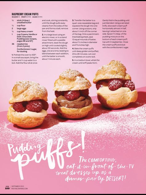 Raspberry cream puffs Cream Puff Packaging, Raspberry Cream Puff, Packaging Photography, Rochester Institute Of Technology, Raspberry Cream, Cream Puff, Midtown Manhattan, Cream Puffs, Food Drinks