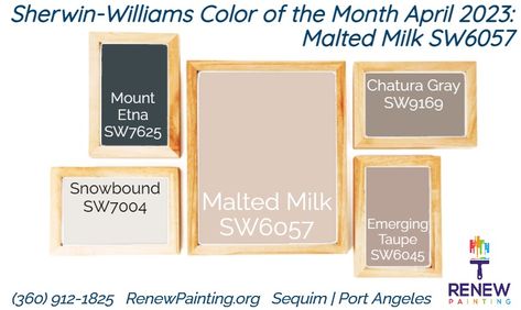 Sw Malted Milk Bedroom, Malted Milk Color Palette, Malted Milk Sherwin Williams Nursery, She Twin Williams Malted Milk, Sherwin Williams Marshmallow Exterior, Paint Color Marshmallow, Muddy Blush Paint Color, Sw Malted Milk, Malted Milk Sherwin Williams