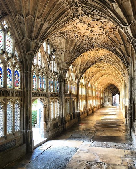 Daniel Slowik on Instagram: “A quick stop off at Gloucester Cathedral with @a.prin.art en route to Shropshire. The beautiful cloister in with late summer sun streaming…” 5d Earth, Hogwarts Visuals, Earth Vibes, Chester Cathedral, Gloucester Cathedral, Antique Architecture, Random Places, Gothic Windows, Roman Baths