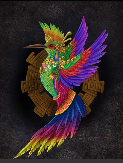 Aztec Hummingbird Tattoo, Aztec Quetzalcoatl Art, Aztec Drawings, Aztec Gods, Quetzalcoatl Tattoo, Aztec Drawing, Mexican Artwork, Aztec Tattoo Designs, Aztec Tattoo