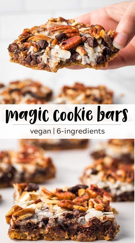 Vegan Squares, Vegan Sweetened Condensed Milk, Vegan Autumn, Magic Cookie Bar Recipe, Magic Cookie Bars, Vegan Bar, Vegan Holiday, Vegan Snack, Vegan Bakery