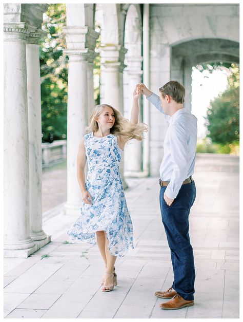 Blue And White Engagement Photos, White Dress Floral, Marshall Arts, Mountain Engagement Photos, Stone Architecture, Engagement Locations, Engagement Photo Locations, Engagement Inspo, Mountain Engagement