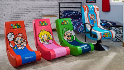 X Rocker Partners With Nintendo For Official Gaming Chairs Mario Ideas, Nintendo Room, Mario Room, Mario Video Game, Princesa Peach, Nintendo Switch Accessories, Basement Makeover, Mario Games, Gaming Chairs