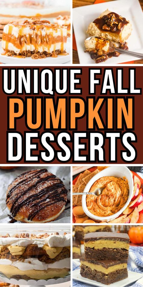 Delicious fall pumpkin desserts for a crowd Mini Pumpkin Cheesecake Recipes, Fall Pumpkin Desserts, Pumpkin Dessert Ideas, Pumpkin Desserts Easy, Unique Fall Desserts, Unique Thanksgiving Desserts, Dessert Recipes For A Crowd, Cookies Unique, Fall Bread