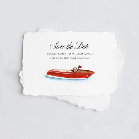 Italian Wedding Aesthetic Invitation, Lake Como Save The Date, Lake Wedding Save The Date, Boat Wedding Invitations, Italian Wedding Save The Date, Save The Date Italy Wedding, Italian Save The Date, Lake Como Wedding Invitations, Italian Boat