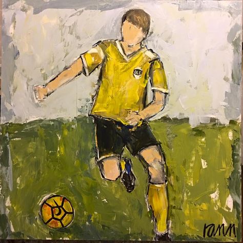 I love this soccer player, and he's awesome! Football Watercolor Painting, Football Paintings, Football Template, Soccer Art, Christopher Lee, Paint Night, Painting People, Football Art, Soccer Boys