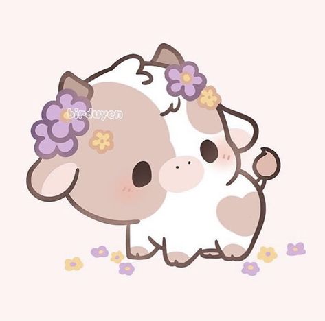 Little Drawings, Cute Animal Drawings Kawaii, Cute Cows, Cute Little Drawings, Cute Animal Drawings, Kawaii Drawings, Cute Doodles, Cute Kawaii, Pink Background