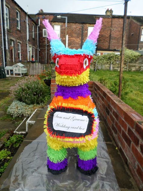 Here are a few pics of a recent piñata for a Mexican themed wedding.It's actually technically a wedding card box rather than a piñata but... Wedding Mexican Theme, Wedding Mexican, Mexican Themed Weddings, Mexican Theme, Wedding Card Box, Mexican Wedding, Card Box Wedding, Grad Parties, Themed Wedding