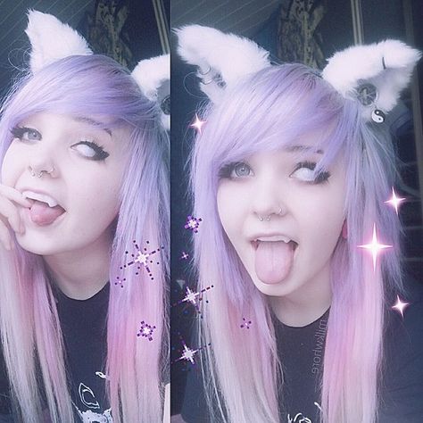 Purple Pink Hair, Makeup Tips For Brown Eyes, Beauty Recipes Hair, Pastel Punk, Emo Scene Hair, Pastel Goth Fashion, Alt Girls, Neko Cat, Cute Emo