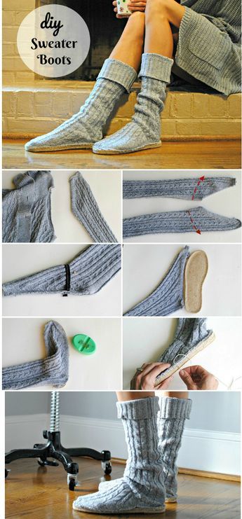 Trash To Couture, Boots Diy, Clothes Upcycle, Baby Clothes Storage, Diy Fashion Projects, Upcycled Sweater, Diy Sweater, Recycled Sweaters, Recycled Sweater