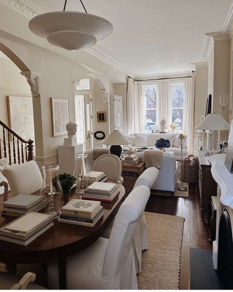 Georgetown Townhouse Interior, Brownstone Family Room, Townhouse Nyc Interior, Cute Townhouse Interior, Dc Townhouse Interior, French Townhouse Interior, British Townhouse Interior, Dining Room Next To Living Room, Josh Young Design House